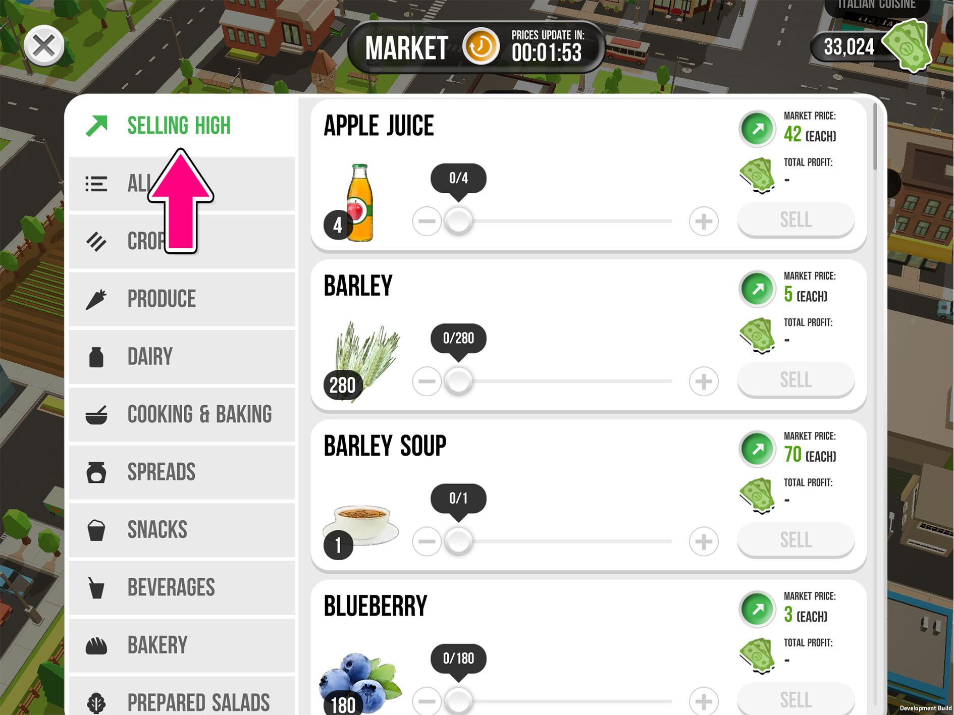 earn profit using best price at market in farmers 2050 game app 