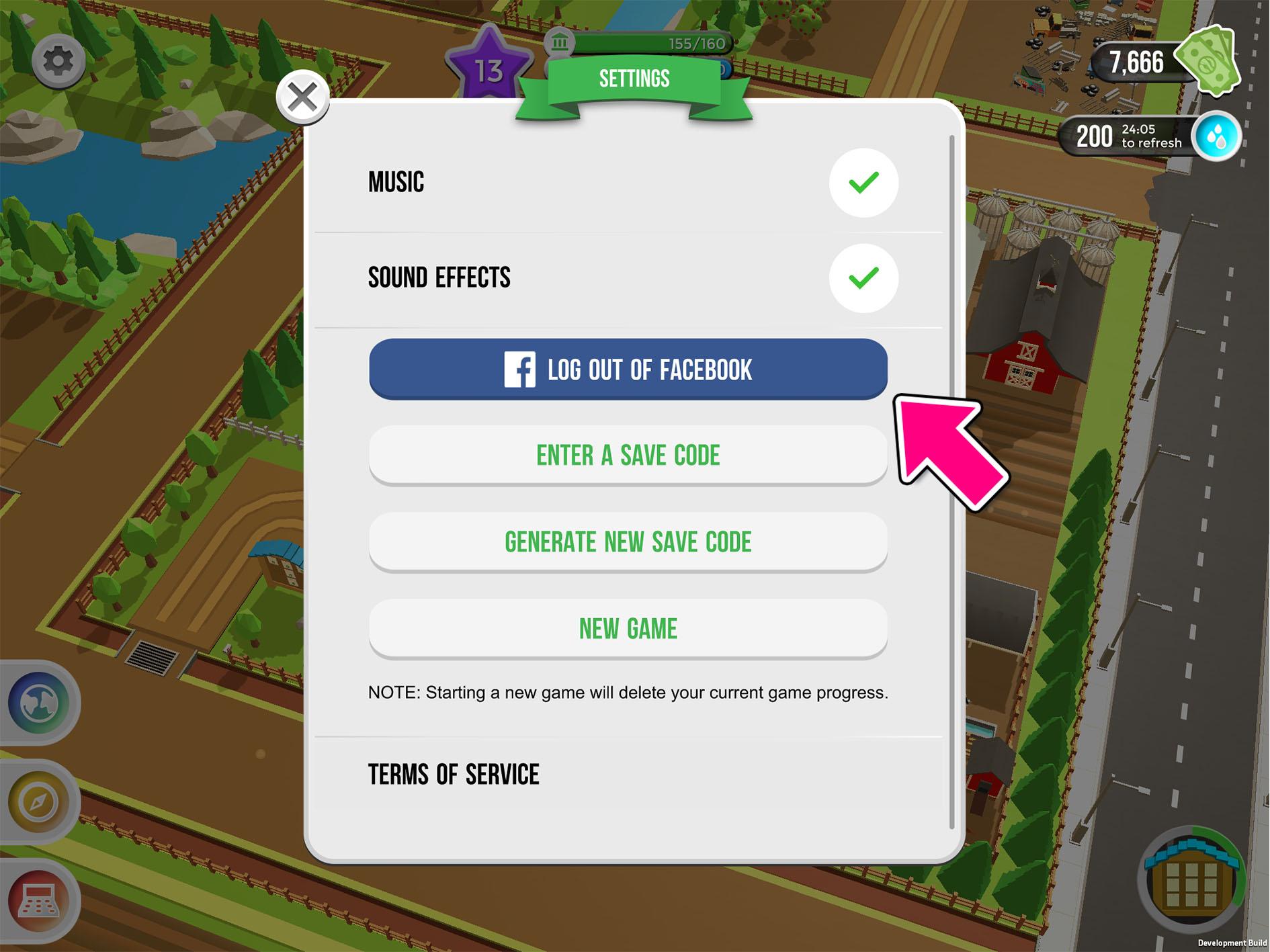 Log out of using Facebook App on Free Farmers game 